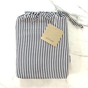 Ettitude Signature Sateen Flat Sheet – Queen (Slate Stripes)
